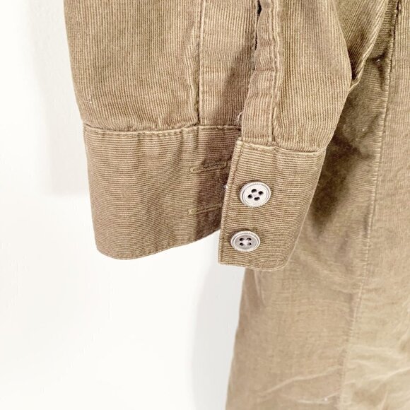 J. Jill corduroy green-brown long sleeve button front collared knee length dress - Picture 7 of 10